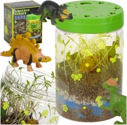 Terrarium voor het kweken van planten met LED-lamp en dinosaurussen