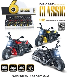 Metalen motorfietsmodel 1:12 met licht en pull-back