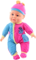 Pratende baby 30 cm in kleurrijke outfit