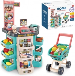 Kindersupermarkt met winkelwagen en 47 accessoires Woopie