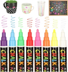 Set krijtmarkers voor borden en glas - 8 kleuren