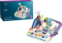 Interactieve hindernisbaan voor kinderen met vier autootjes