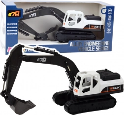 Grote rupsgraafmachine met metalen bak en beweegbare scharnieren