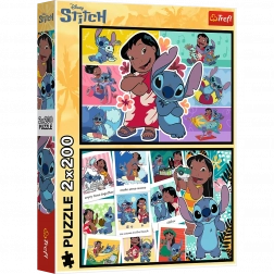 Puzzel 2x200 Vrolijk Leven Stitch - Disney Lilo en Stitch
