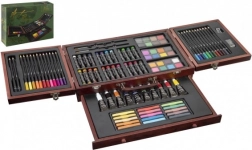 Creatieve tekenset in houten koffer 103 stuks