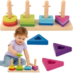 Tooky Toy houten vormenpuzzel en rijgspel met geometrische vormen