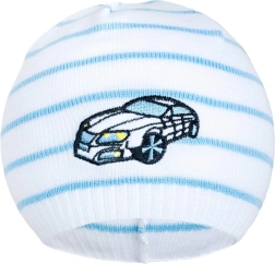 Voorjaarsmuts New Baby met autootje wit-blauw 104 (3–4 jaar)
