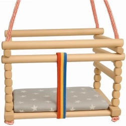 Baby Mix kinder schommel van beukenhout, naturel, met kussen