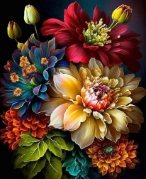 Diamantschilderen boeket met pioenen 30 × 40 cm