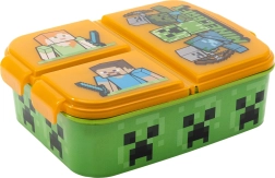 Kinderlunchbox MINECRAFT met 3 vakken, oranje‑groen