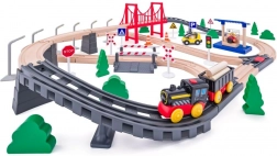 Houten treinbaan met batterijlokomotief, 80 delen