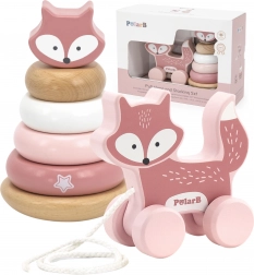 Houten set VIGA PolarB – stapeltoren vos en trekdier vos