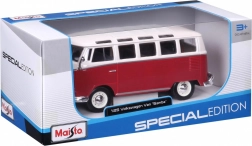metalen model volkswagen samba wit‑rood 1:25
