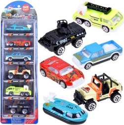 Metalen autootjes – set militaire voertuigen, 6 stuks – Mix