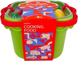 Mand met snijbaar fruit en groenten, set voor kinderen