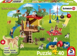 Puzzle SCHMIDT SCHLEICH blije hondjes, 40 stukjes + figuurtje