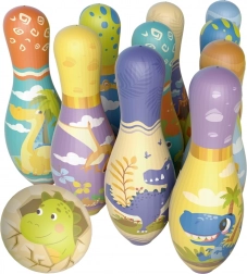 Zachte bowlingkegels met dinosaurussen WOOPIE – set van 12 stuks
