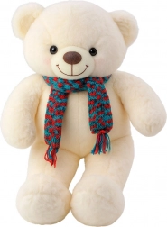 Pluchen teddybeer met kleurrijke sjaal wit 55 cm