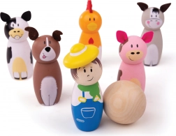 Houten kegels boerderij van Bigjigs Toys