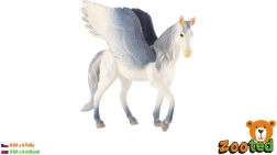 Zooted wit-grijze gevleugelde paardenfiguur Pegasus 14 cm