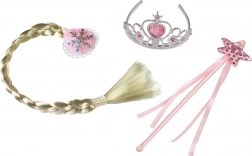 Prinsessenset roze met vlecht (kroontje, toverstok, vlecht)