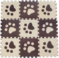 Schuimvloer-puzzel voor kinderen – bruine pootafdrukken 29,5 × 29,5 cm