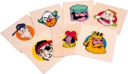 Houten verjaardagsschoteltjes Vrolijke koppies SMALL FOOT, set van 7 stuks