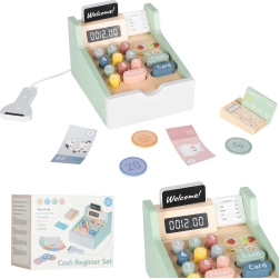 Houten kinderkassa met terminal en scanner