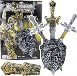 Ridderset met zwaarden, schild en beschermers