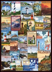 Puzzel Eurographics oude posters van vuurtorens 1000 stukjes