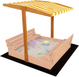 Zonnescherm voor houten zandbak voor kinderen 120 × 120 cm geel‑wit