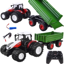 Afstandsbediende tractor + groene aanhanger op afstandsbediening RC0602