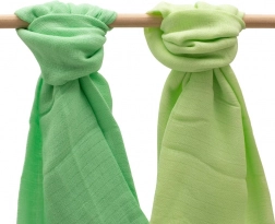 Katoenen mousseline luiers NEW BABY 70 × 80 cm – set van 2 stuks, licht- en donkergroen