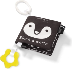 Sensorisch stoffen boekje BLACK & WHITE met bijtring en ring