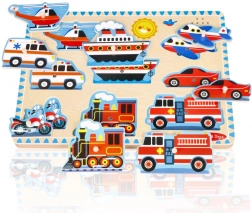 Houten geluidspuzzels voertuigen