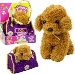 Pluchen hondje in handtas bruin