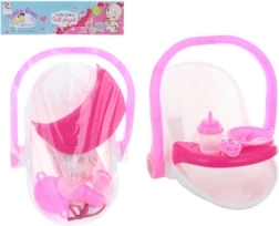 Draagmand met accessoires voor pop