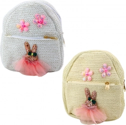 Kinder rugzak met borduursel Konijntje in jurkje Bloemen