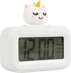 Wekker met eenhoorn wit