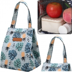 Geïsoleerde thermotas Lunch Bag met bladeren- en ananasmotief 25 cm
