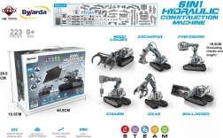 Bouwset bouwmachines 6-in-1 met waterhydraulische aandrijving, 223 onderdelen, voor kinderen 8+