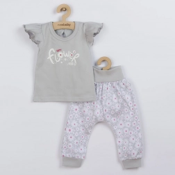 Kinderkatoenen set New Baby Happy Flower, grijs, 2 delen