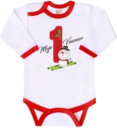 Babyrompertje met print New Baby Mijn eerste Kerst, lange mouw, maat 62