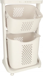 Twee-laagse verrijdbare organizer voor wasgoed en speelgoed