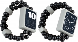 houten dubbelzijdig kinderhorloge met elastiek, zwart