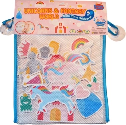 Schuimbadstickers eenhoorns met opbergnet