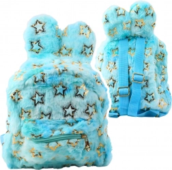 Kinderpluchen rugzak met gouden sterretjes blauw