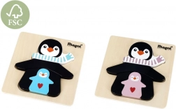 Houten puzzel pinguïn met jongen
