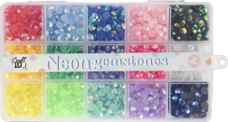 Set neon edelstenen 6 mm, 15 kleuren