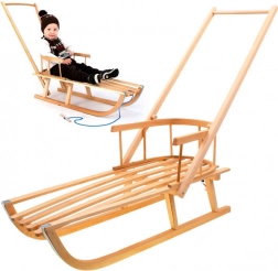 Houten slee met rugleuning voor kinderen